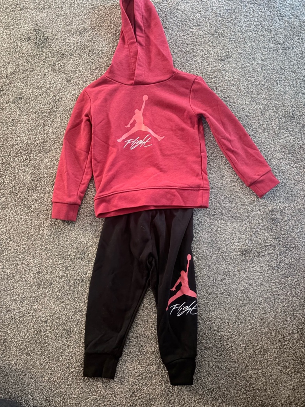 Jordan Kids Red Hoodie and Black Joggers Set